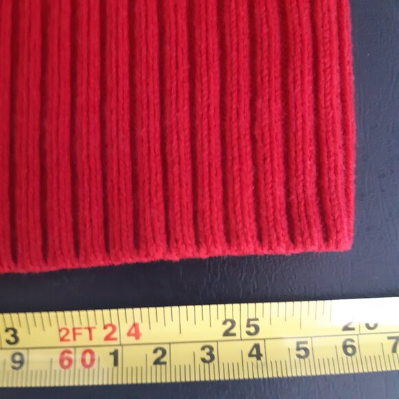 Tommy Hilfiger SZ L Red Full Zip Cotton Mock Turtleneck Cardigan w/ Navy Stripes - Picture 14 of 16